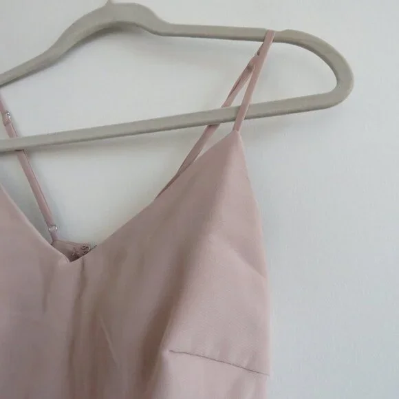 BIRDY GREY Taupe Ruffle Chiffon Maxi Bridesmaid Dress Wedding Neutral - Size XS - Picture 8 of 16